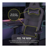Corsair T3 Rush Gaming Chair Soft Fabric Memory Foam Lumbar Support (Charcoal) - Image 5