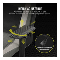 Corsair T3 Rush Gaming Chair Soft Fabric Memory Foam Lumbar Support (White/Grey) - Image 2