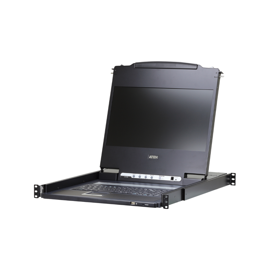 Aten CL6700MW 17.3-inch 1U Rackmount Single Rail LCD KVM Console DVI-D Full HD Black