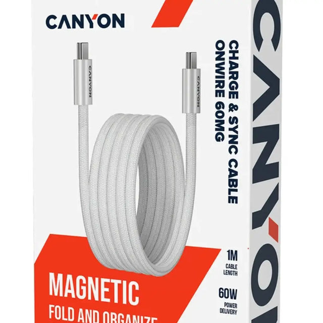 CANYON cable OnWire 60MG C-C 60W Magnet Braided 1m White