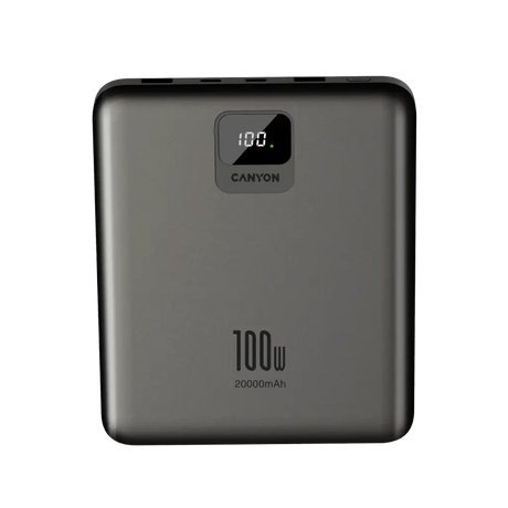 CANYON power bank PB-2008 LED FLAT 20000 mAh PD100W QC3.0 Dark Grey