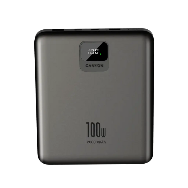 CANYON power bank PB-2008 LED FLAT 20000 mAh PD100W QC3.0 Dark Grey
