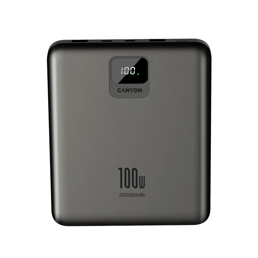 CANYON power bank PB-2008 LED FLAT 20000 mAh PD100W QC3.0 Dark Grey