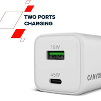 CANYON charger CU45AC GaN 45W 1xPD 1xQC EU White - Image 2