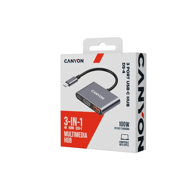 CANYON hub DS-4 3in1 USB-C Grey
