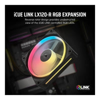 Corsair iCUE LINK LX120-R RGB 120mm Reverse Fan 480-2400 RPM Magnetic Dome Bearing (Black) - Image 3
