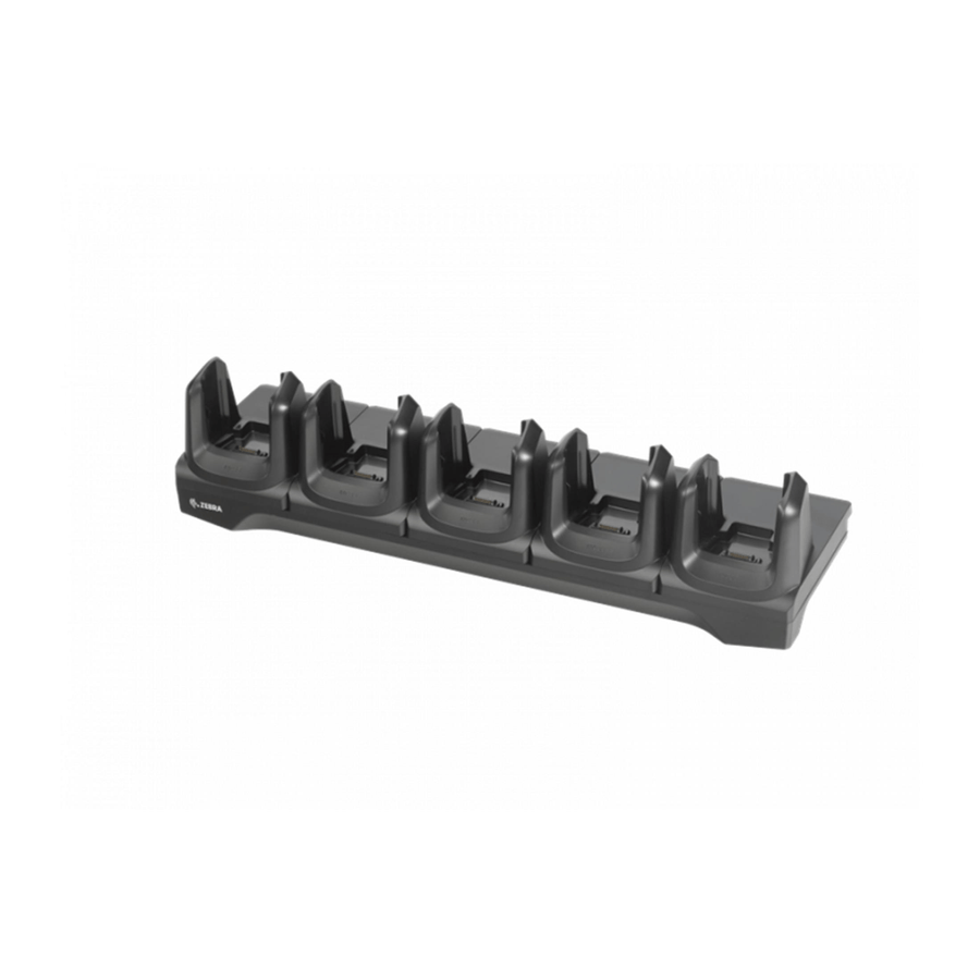 Four-slot charge-only cradle for MC3300 / MC3300x / MC3300ax; MC3400 / MC3450 devices and their four spare batteries. Sold separ