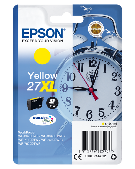 Epson 27 Ink Cartrdiges Yellow 10.4ml XL WF-3620DWF / WF-7710DF / WF-7210DTW
