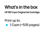 HP 951 Cyan Original Ink Cartridge ~535 pgs - Image 3