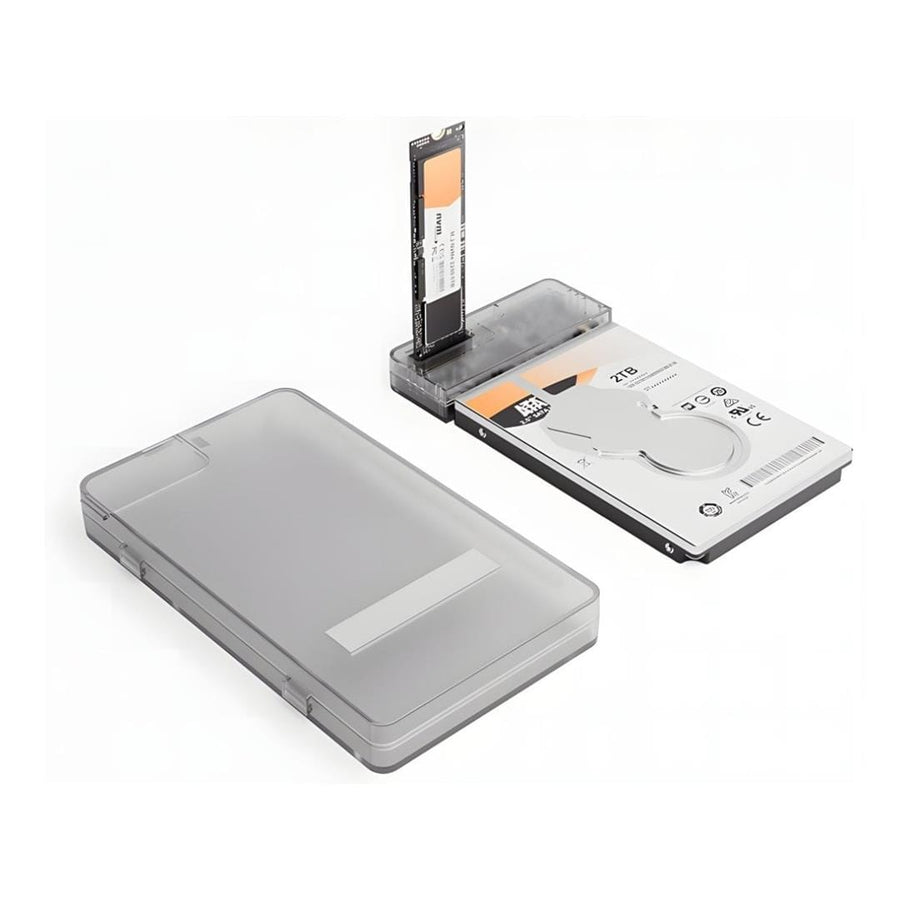 2 in 1 USB C Enclosure for M.2 NVMe and SATA III SSD