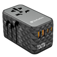 Verbatim Gan Iii Universal Travel Adapter UTA-06 With 2 X USB-C Pd 100W & Qc 4+ / 2 X USB