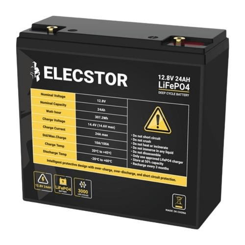 Elecstor 12V 24A LIFEPO4 Battery 3000 CYCLES - 1