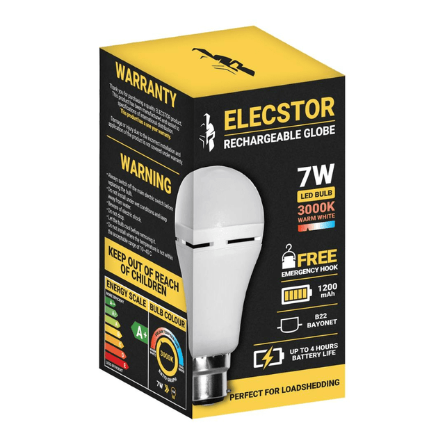 Elecstor B22 7W Rechargeable Warm White - 1