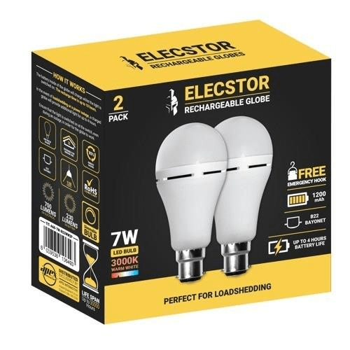 Elecstor B22 7W Rechargeable warm white - 2 PACK - 1