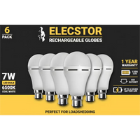 Elecstor B22 7W Rechargeable Warm White 6 Pack - angle 3