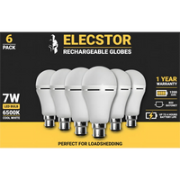 Elecstor B22 7W Rechargeable cool white - 6 PACK