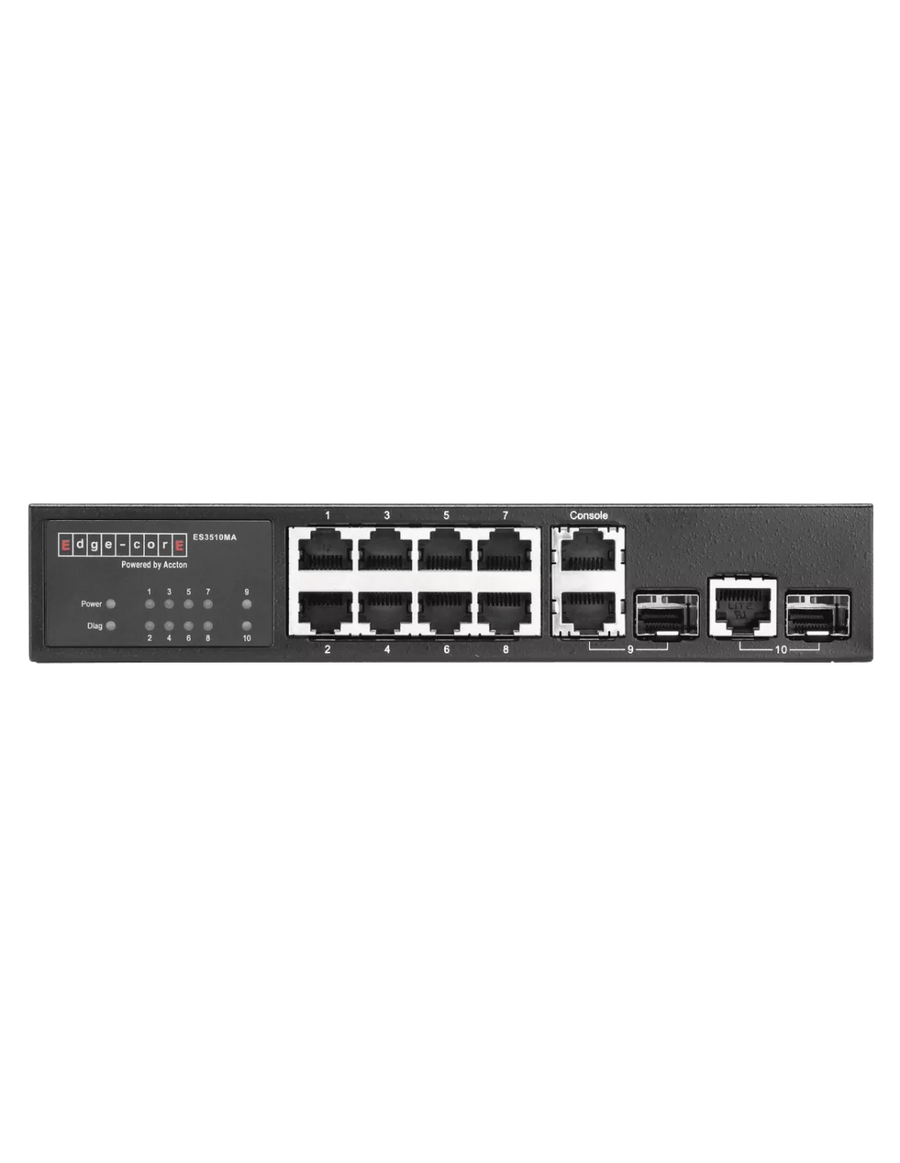 ES3510MA Fast Ethernet Layer 2/4 switch featuring 10 ports; 8 10/100