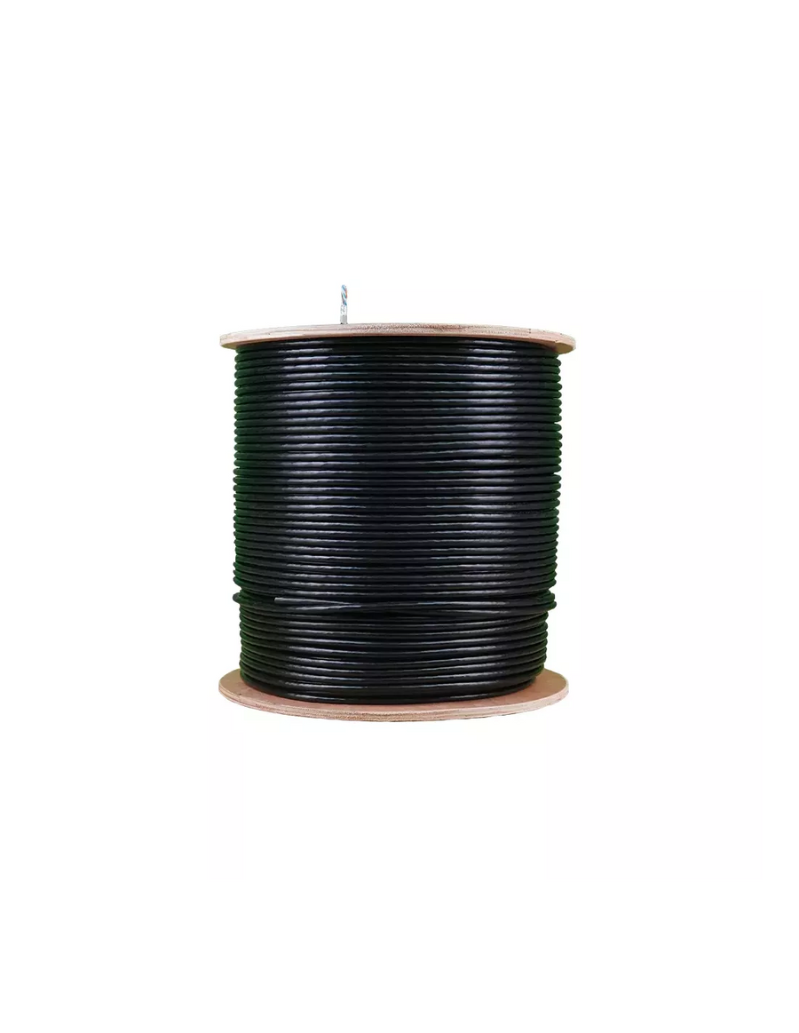 Essential CAT6 UV Outdoor Ethernet Cable 500m Black Solid Copper SF/TP Roll