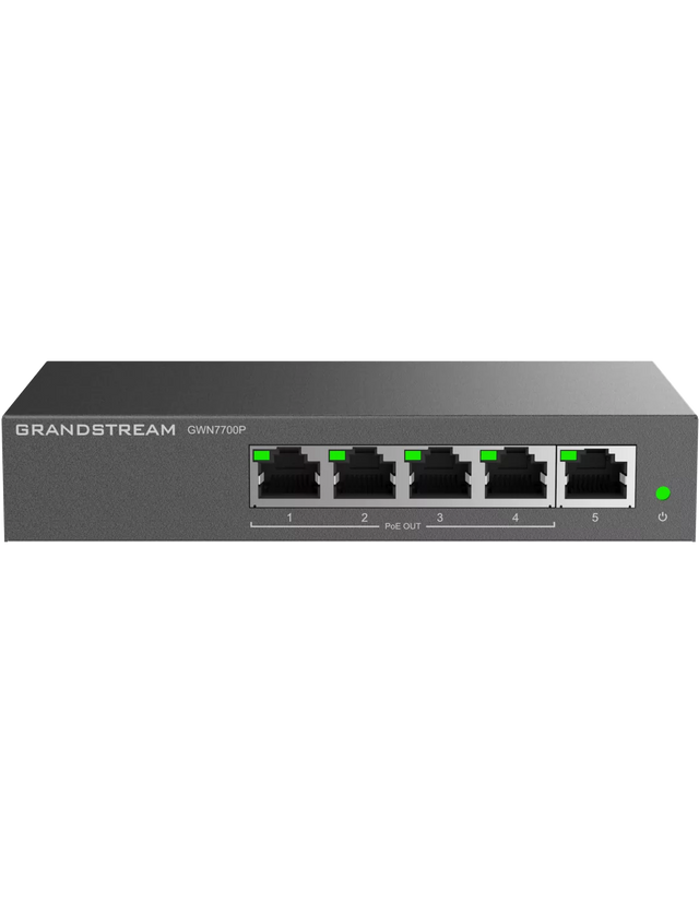 Grandstream Enterprise 5 port Unmanaged GbE PoE Switch - 60W | GWN7700P