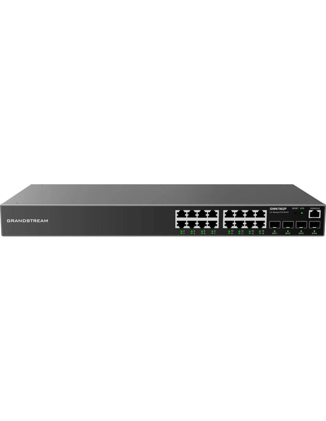 Grandstream Enterprise L2 16 port Managed GbE PoE+ Switch 240W | GWN7802P