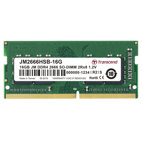 Transcend 16GB Jet Memory DDR4 2666MHz Notebook SO-DIMM 2RX8 1GX8 CL19