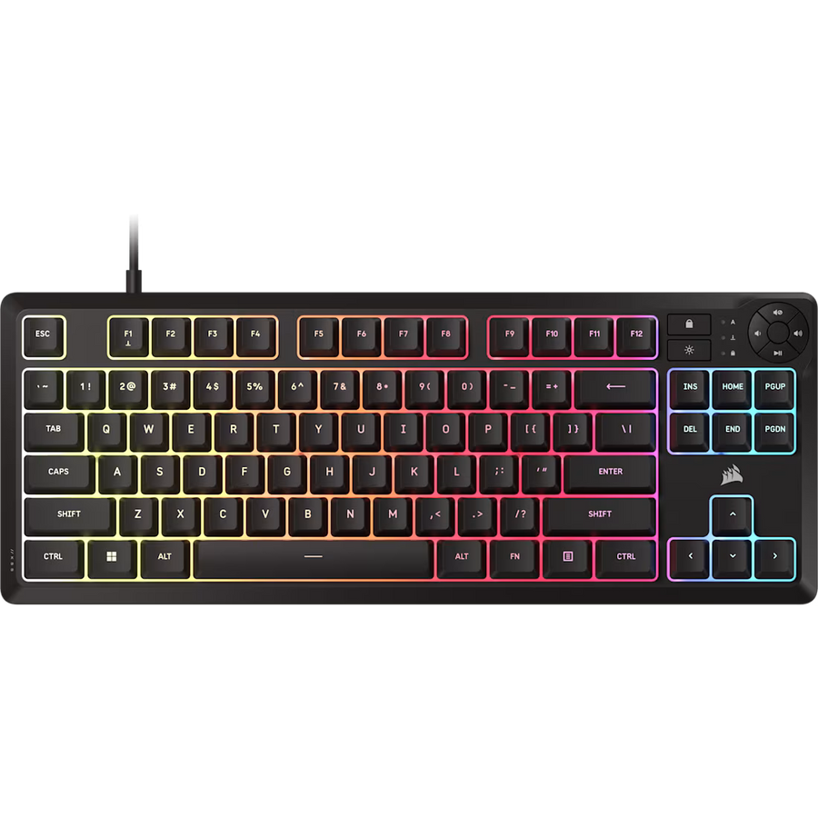 Corsair K55 Core TKL RGB Gaming Keyboard Tenkeyless Membrane 1000Hz Spill Resistant NA Layout