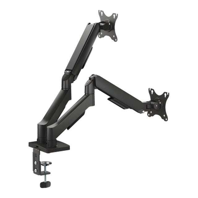 RCT Dual Gas Spring Monitor Arm 17 to 32-inch VESA 75x75 100x100 up to 9kg per Screen Clamp and Grommet Mount