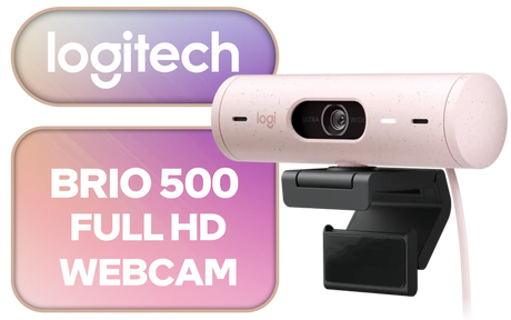 Logitech Brio 500 FULL HD 1080P Webcam With Light Correction Rose