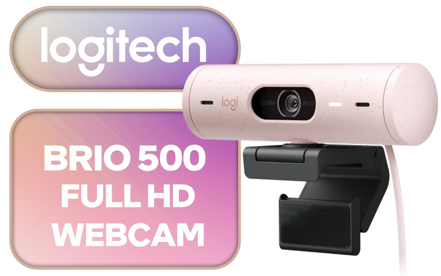 Logitech Brio 500 FULL HD 1080P Webcam With Light Correction Rose