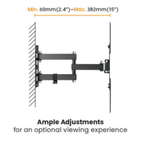 RCT Full-Motion TV Wall Mount 23 to 65-inch up to 30kg Tilt and Swivel VESA Compatible Black - Image 2