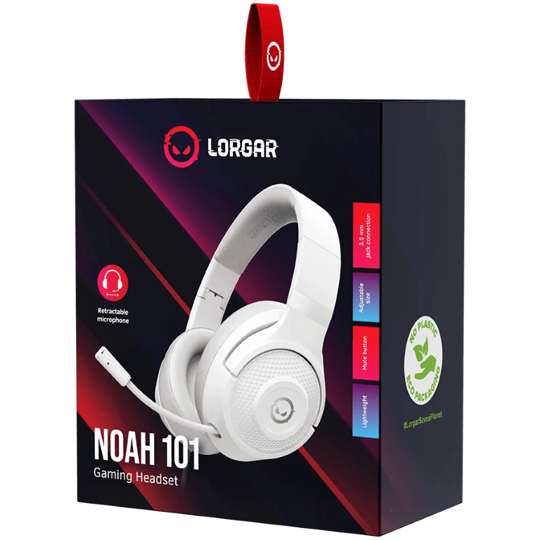 LORGAR Noah 101, Gaming headset with microphone, 3.5mm jack connection, cable length 2m, foldable design, PU