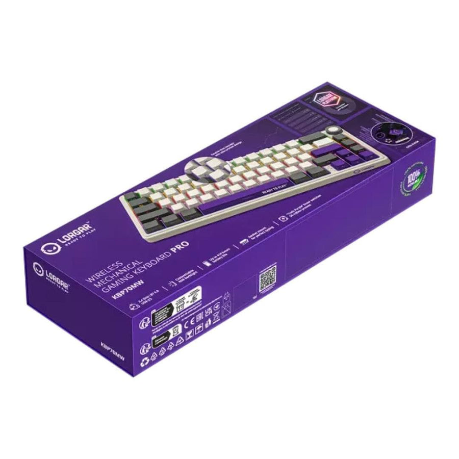 LORGAR KBP70MW, Wireless 65% Mechanical Gaming Keyboard Pro, Beige, EN layout