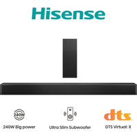 Hisense HS2100 2.1 Channel 240W Soundbar with Wireless Subwoofer