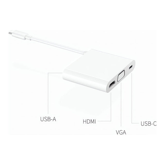 Set multiple outputs with one device. This docking station supports HDMI, VGA, USB-A, and USB-C to meet the needs of your data transmission, projection, charging and other multi-scene needs. Simple and easy to use.