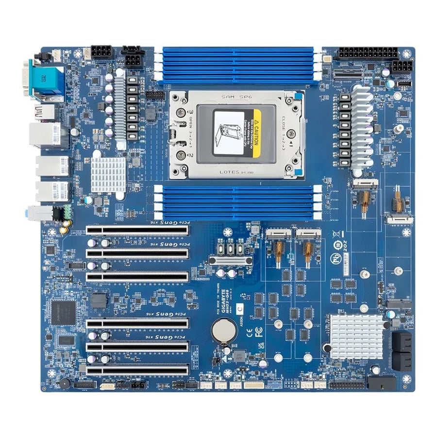 GIGABYTE WRX90 for AMD Threadripper processors; 8x DDR5 ECC RDIMM; 6x PCIe Gen 5 x16; 4x M.2; 2 x 10Gb/s LAN;