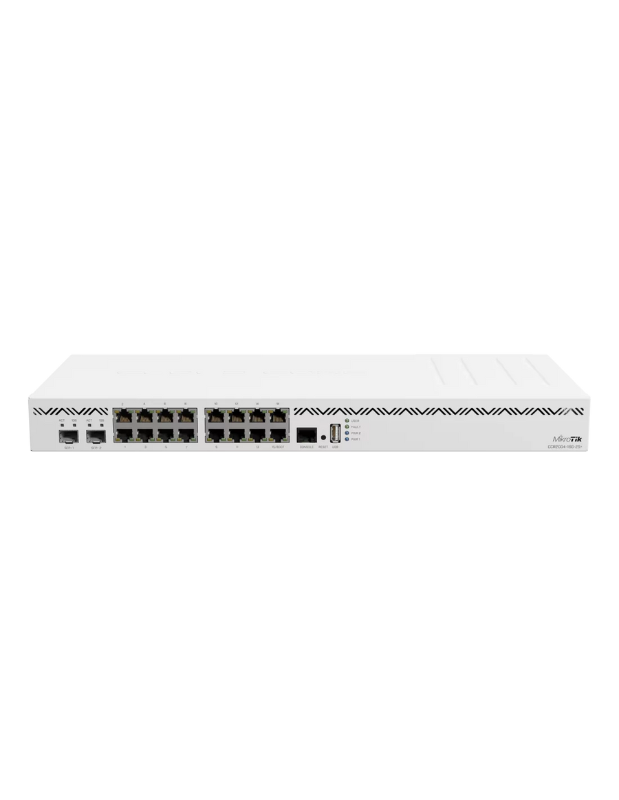 MikroTik CCR2004-16G-2S+, 16 x 1GB Ethernet ports and 2 x 10G SFP+ ports, 1x USB port