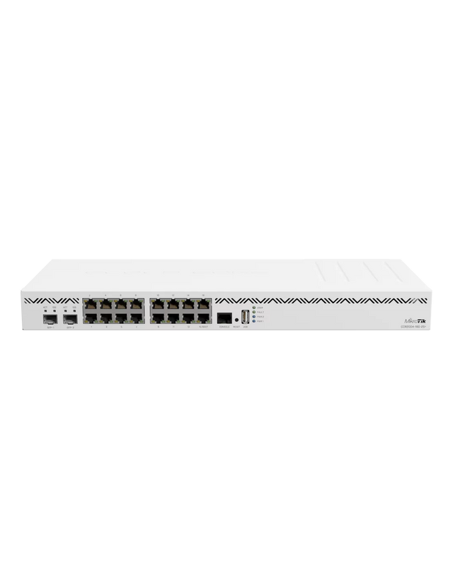 MikroTik CCR2004-16G-2S+, 16 x 1GB Ethernet ports and 2 x 10G SFP+ ports, 1x USB port