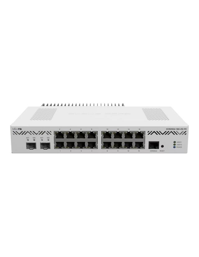 MikroTik Cloud Core 16 Port Gigabit 2SFP+ Passive Cooling Router | MT-RBCCR2004-16G-2S+PC