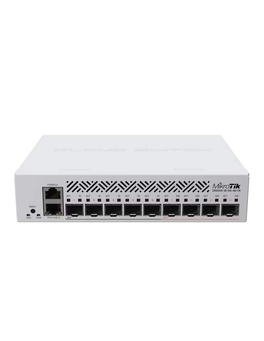 MikroTik CRS310-1G-5S-4S+IN, 4 x 10G SFP+ Ports, 5 x 1G SFP Ports, 1 x 1G Ethernet Port