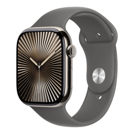 Apple Watch Series 10 GPS + Cellular 46mm Natural Titanium Case with Stone Grey Sport Band