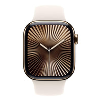 Apple Watch Series 10 | GPS + Cellular 42mm | Gold Titanium Case With Starlight Sport Band | S/M