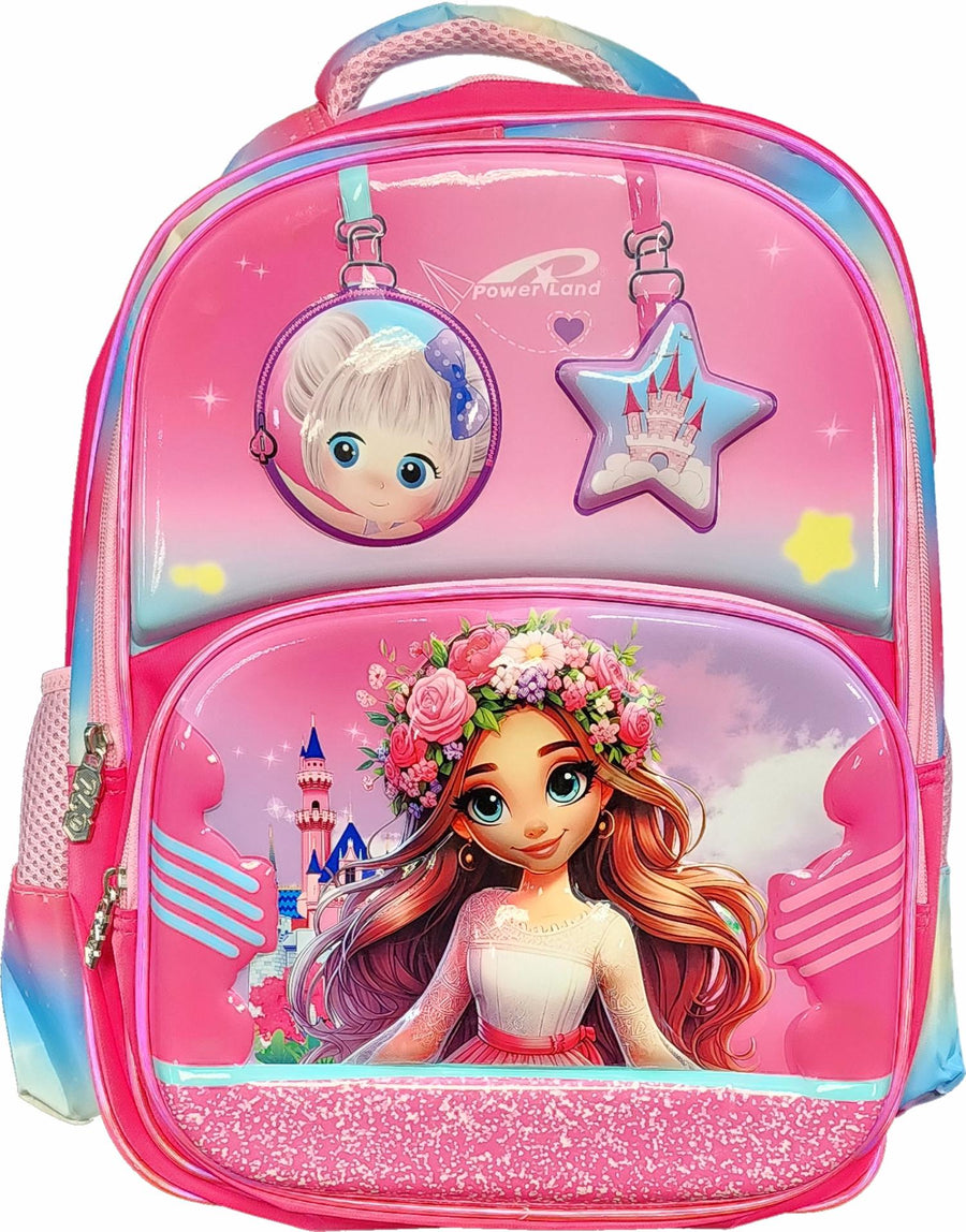 Powerland 16" 3D Pink Princess Kids Backpack