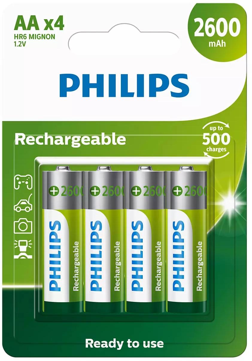 Philips Rechargeable Battery AA 4 Pack 2600mAh