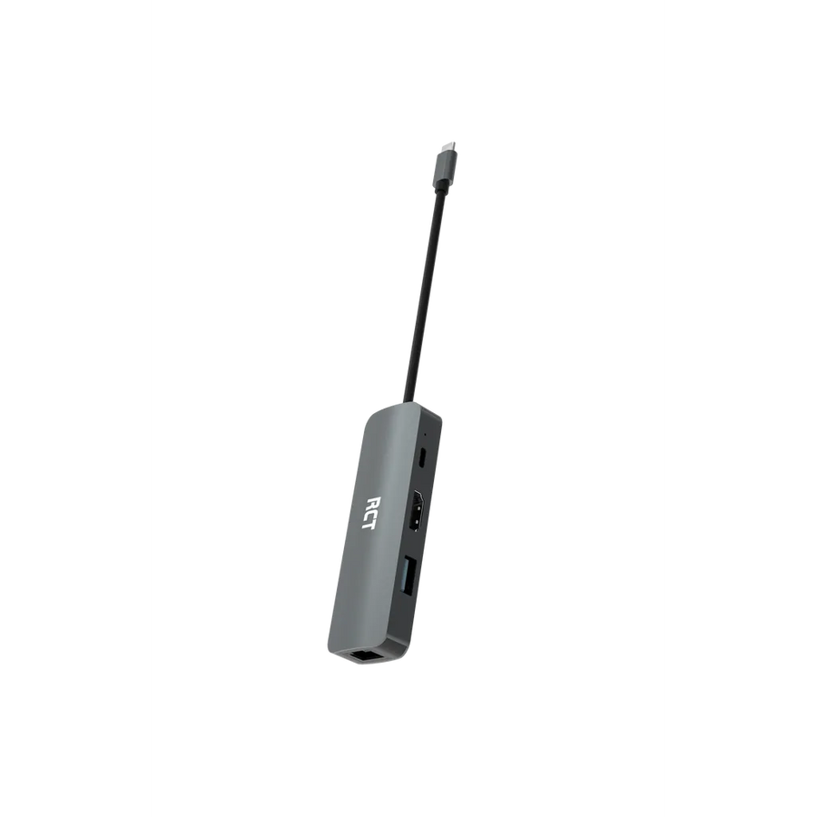 RCT SD-4 Compact 4-in-1 USB-C Hub HDMI USB 3.0 RJ45 Ethernet USB-C Power Pass-Through