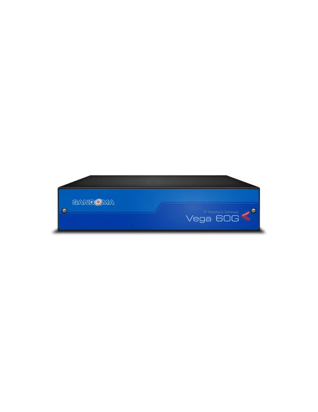 Sangoma - Vega 60 8 FXS analog gateway, connecting VoIP and PSTN networks and internet cabling.