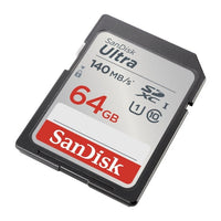 SanDisk Ultra UHS I 64GB SD Card 140MB/s for DSLR and Mirrorless Cameras, 10Y