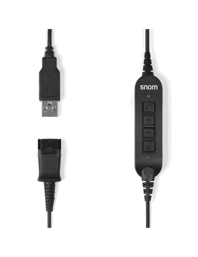 Snom USB Quick Release Adapter for A100M, A100D and PC - Integrated volume and call buttons.