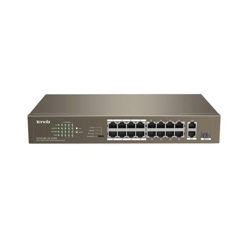 TENDA SWITCH 16 PORT POE 150W 1GB 1SFP