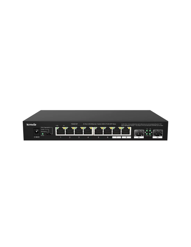 Tenda 8-Port 2.5G Ethernet Switch with 2x 2.5G SFP slots | TEM2010F