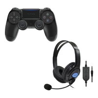 Wireless BT Controller & Wired Headset Bundle PS4 - Black - 1